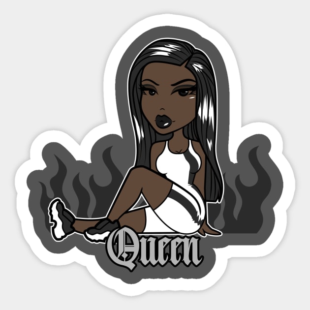 Queen Doll girl Black-Out v3.1 Sticker by Just In Tee Shirts